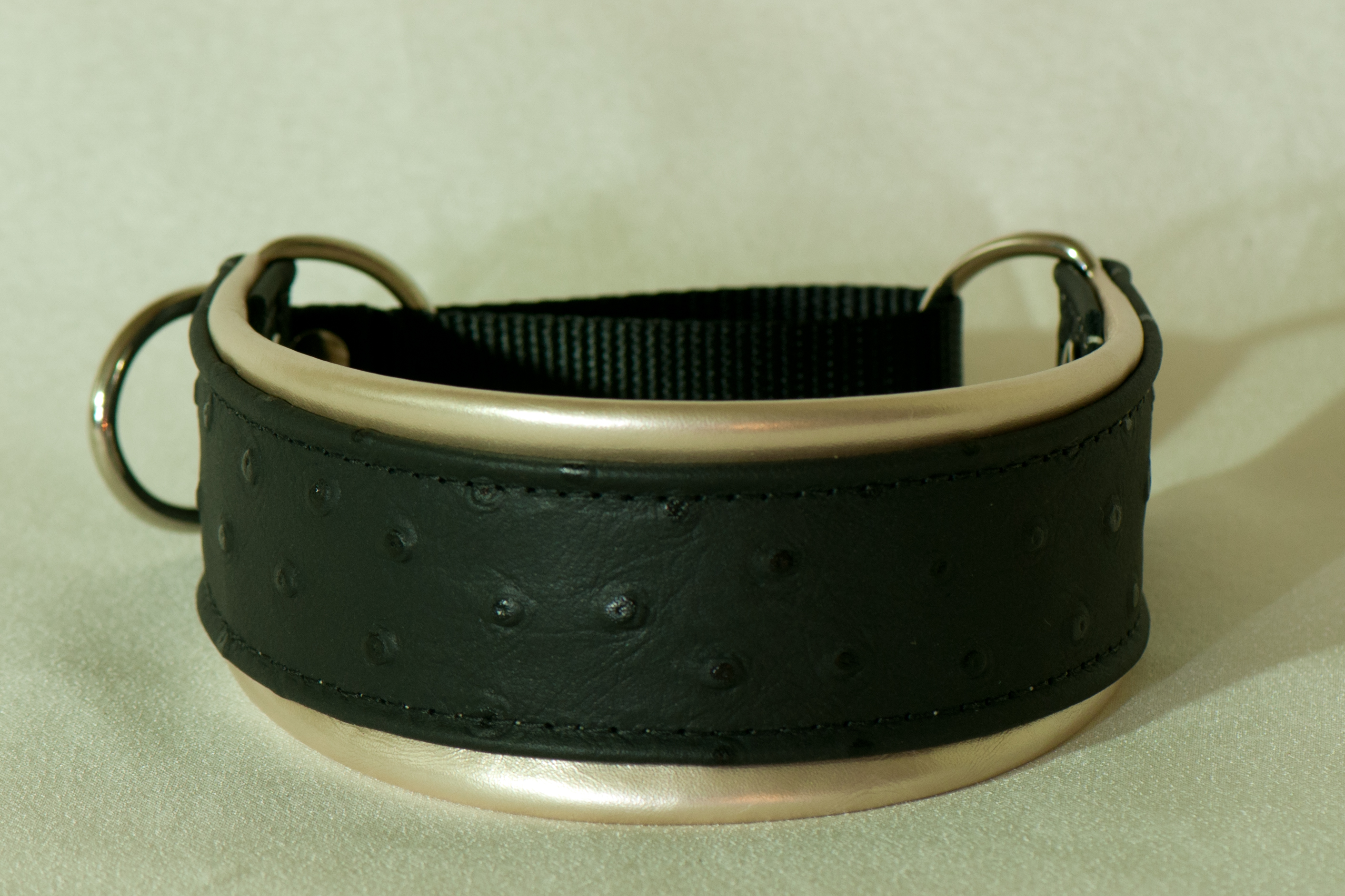 Leather Lurcher Black Ostrich Collar Hamilton Hounds