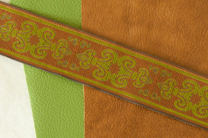 Leather Lurcher 1″ Brown and Lime Green Trim