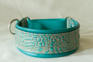Leather Lurcher with Turquoise Croc Leather Trim