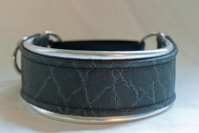 Leather Lurcher Black Elephant Collar