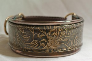 Leather Lurcher Dark Brown and Gold Western Tool Collar
