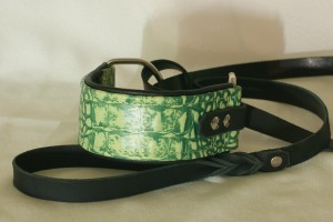 Slip Lead with Green Croc Leather