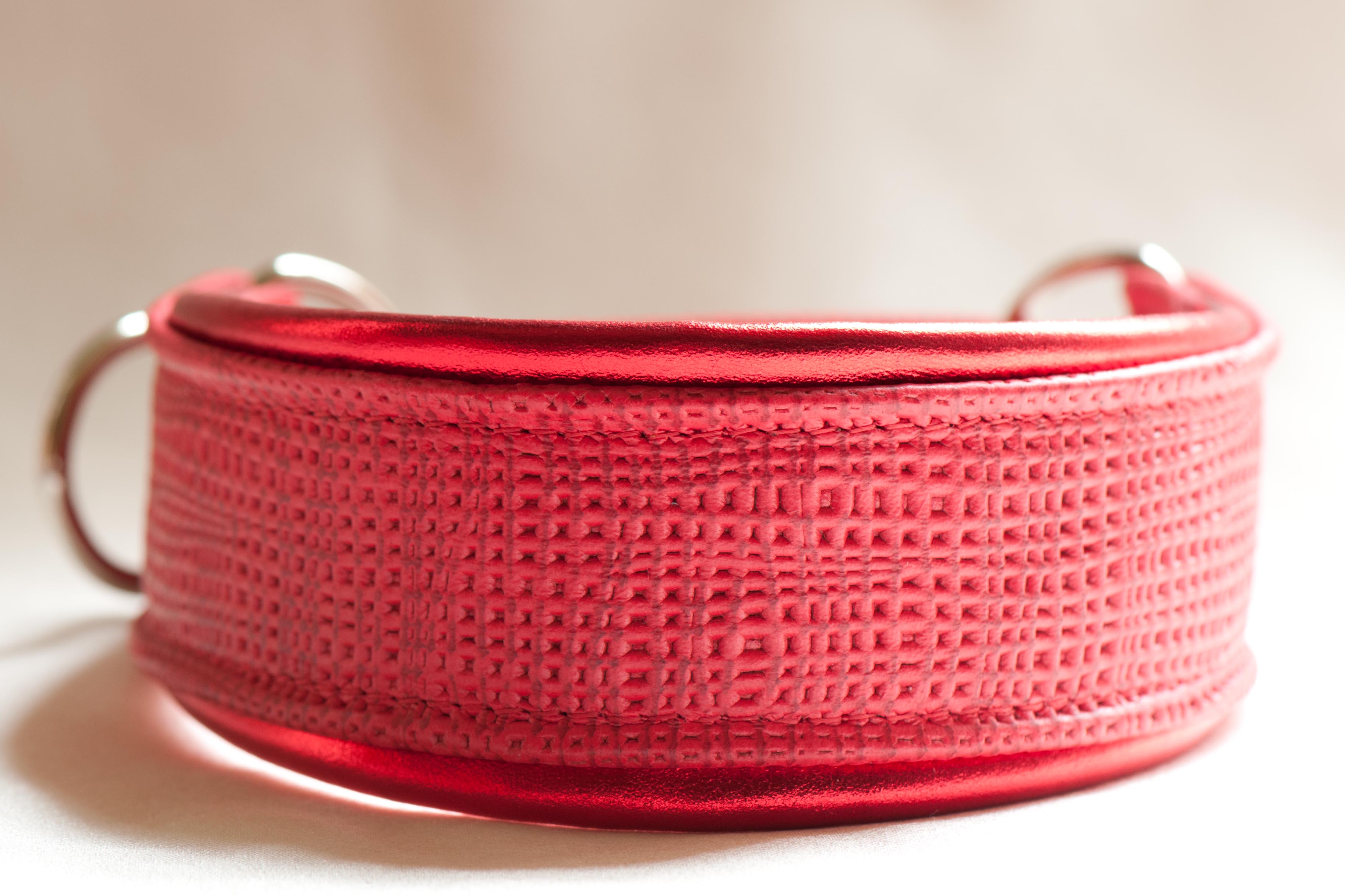 Leather Lurcher Red Basketweave Collar Hamilton Hounds