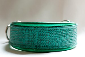 Leather Lurcher Green Basketweave Collar