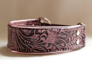 Leather Lurcher Pink Western Floral Collar