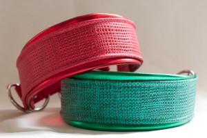 Leather Lurcher Red Basketweave Collar