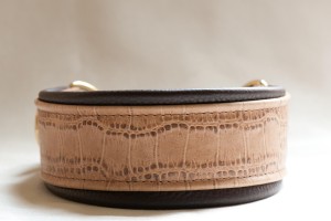 Leather Lurcher Tan and Brown Croc Collar