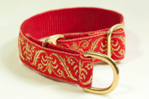 Limited Slip Hound Collar in Red and Gold Florence Design