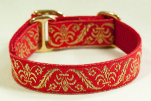 Limited Slip Hound Collar in Red and Gold Florence Design