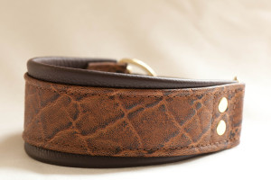 Leather Lurcher Brown and Nutmeg Elephant Collar