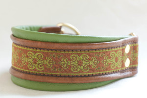 Leather Lurcher 1″ Old Gold and Lime Green Trim