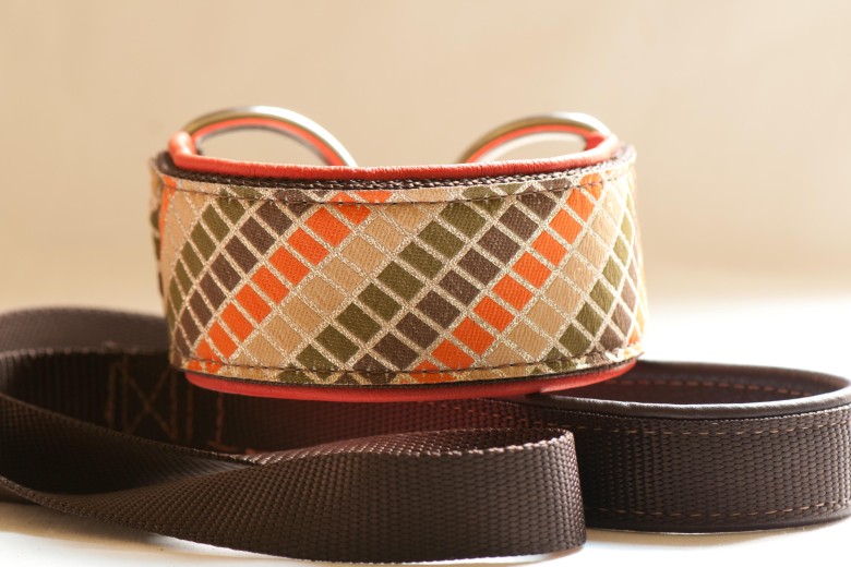 Slip Lead in Brown, Orange and Olive Design