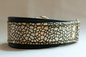 Leather Lurcher Gold and Black Pebble Collar