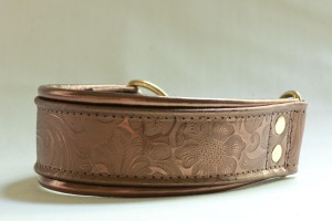 Leather Lurcher Bronze Western Floral Collar