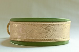 Leather Lurcher Gold Western Floral and Avocado Collar