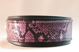 Leather Lurcher Purple and Black Python Collar