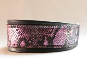 Leather Lurcher Purple and Black Python Collar