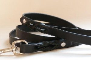 SALE - BLACK Leather Twist Leash 3ft or 4 ft